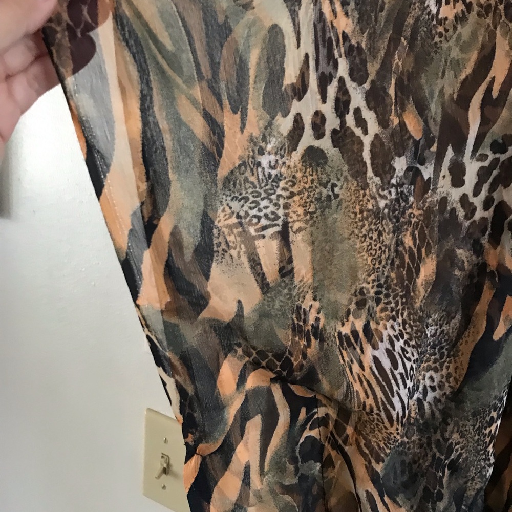 Animal Print Sheer Kimono Top - Neutral Tones - Picture 3 of 5